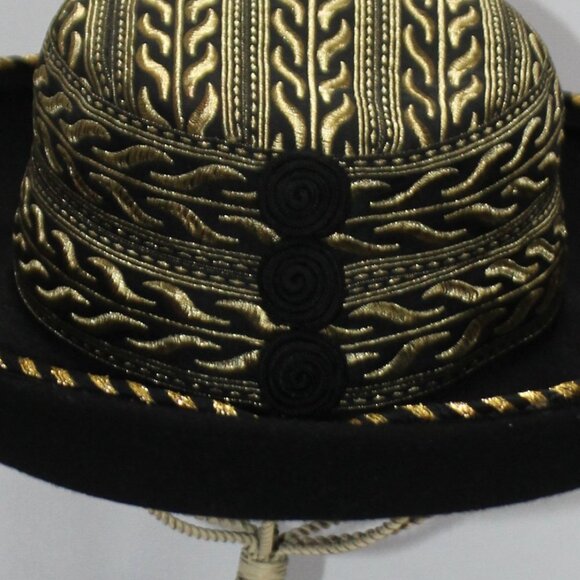 Vintage Dasha 100% Wool Black & Gold Hat